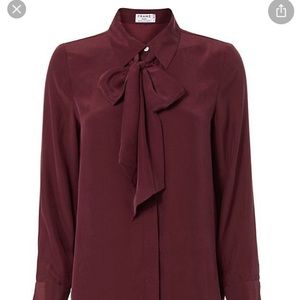 BNWT FRAME Silk Bow Tie Blouse -Size XS, RET$268